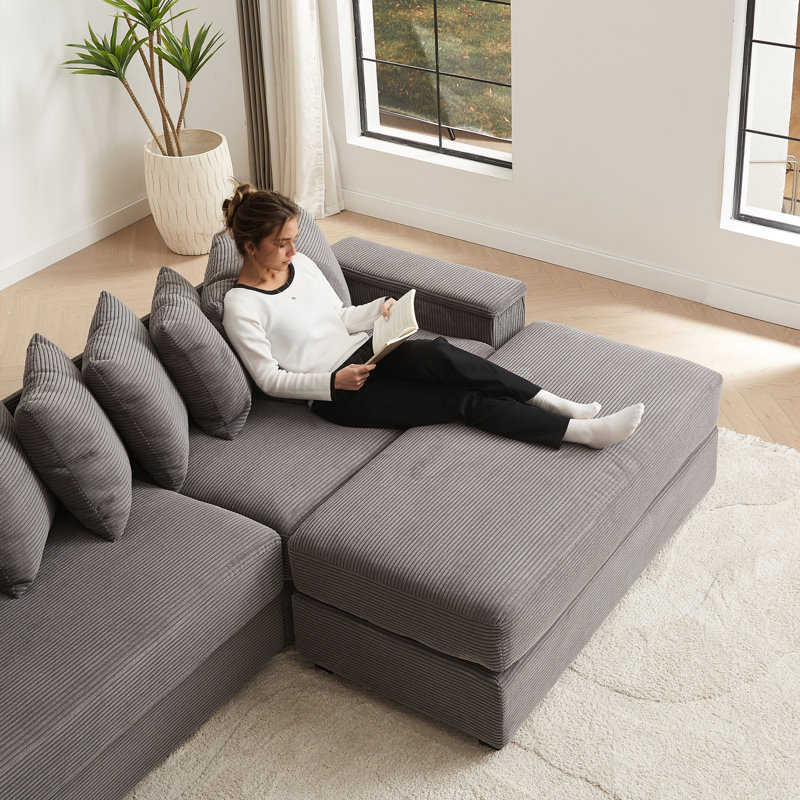 Canapé en L surdimensionné avec méridienne Luxe, Gris