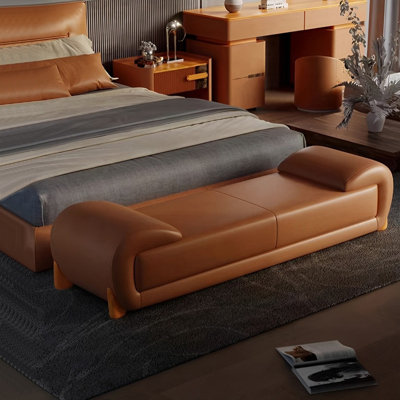 Banc rembourré en cuir véritable Sharella