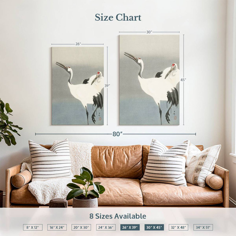 Brampt Two Cranes 1900-1930, 39" H x 26" W