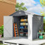 Mazzariello 8 x 6ft Plastic Shed with Foundation Kit, Vents Grey
