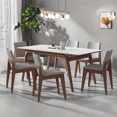 Simple rectangular solid wood legs rock table