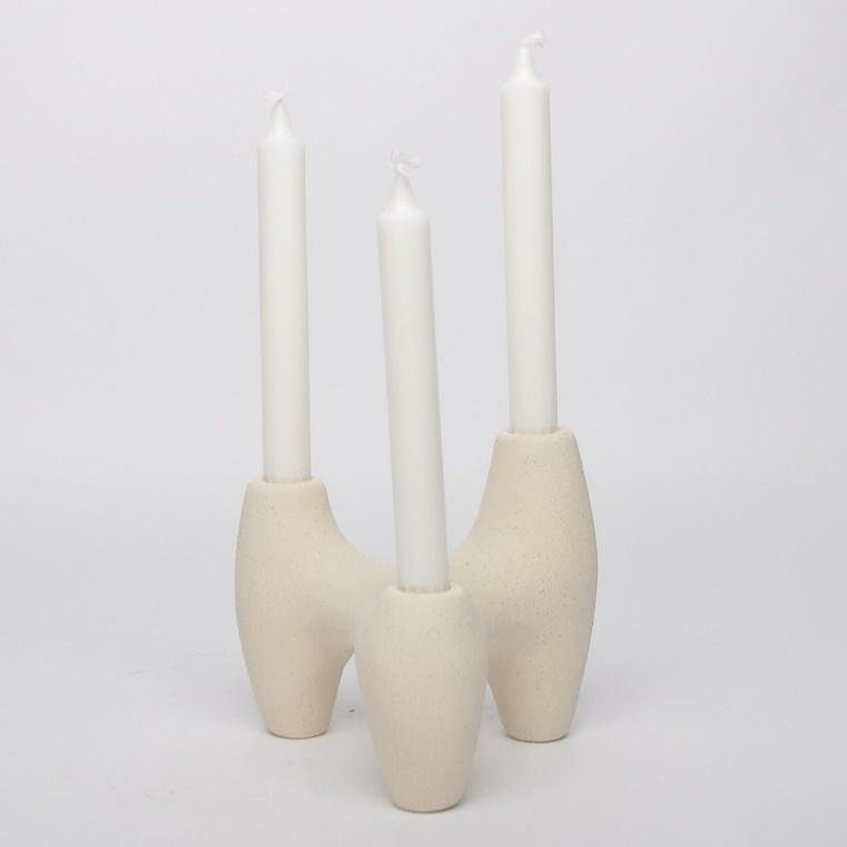 Ceramic Three Pillar Tabletop Candle Holder