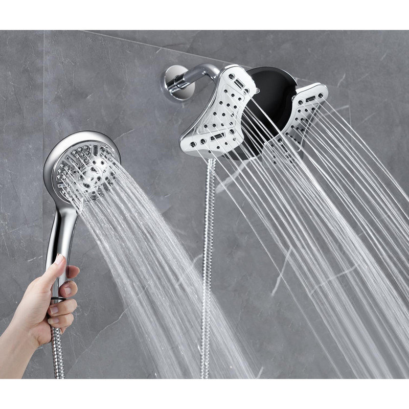 Silver 2-in-1 Rainfall Shower Head with Handheld Combo
