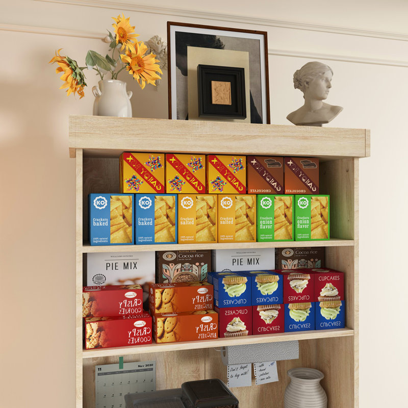 Armoire de cuisine de 70,8 po de hauteur avec tablette à micro-ondes et tiroirs, armoire de rangement en bois de style campagnard avec tablettes réglables, brun