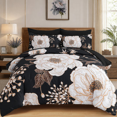 7-Piece Floral Comforter Set - Soft Microfiber Bedding Set for All Seasons