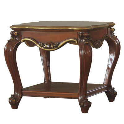 Honey Oak End Table With Bottom Shelf