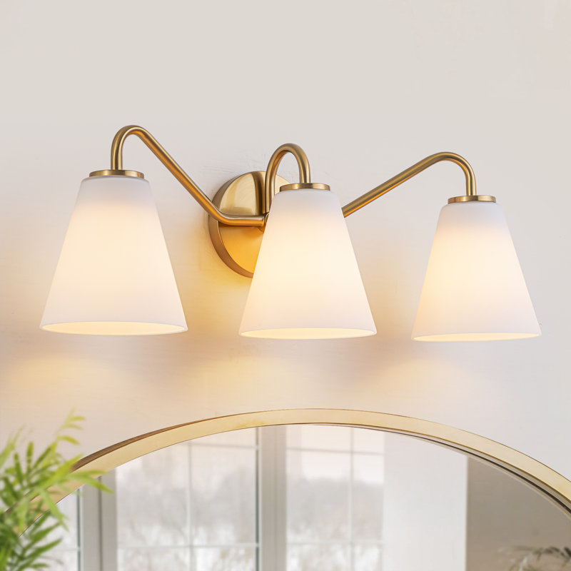 Elegant 3-Light Tapered Glass Vanity Light