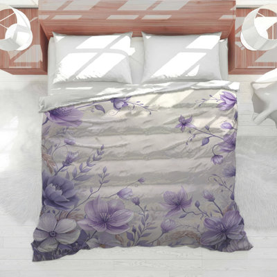 Purple Floral Arrangement Comforter
