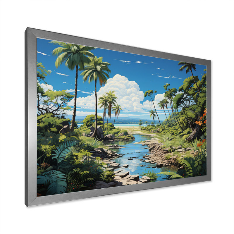 Palmier sur toile, impression de paysage de plage tropicale - Palmiers à la plage IV, H 24 po x l 32 po x P 1 po