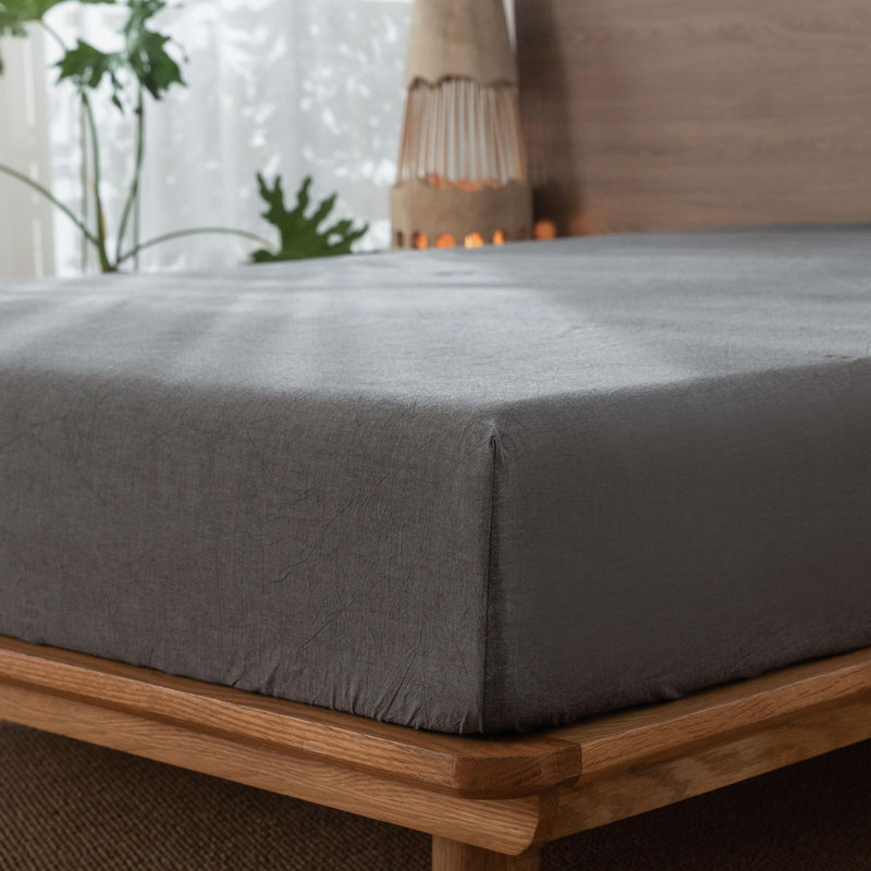 King Dark Grey Cotton Deep Pocket Fitted Sheet