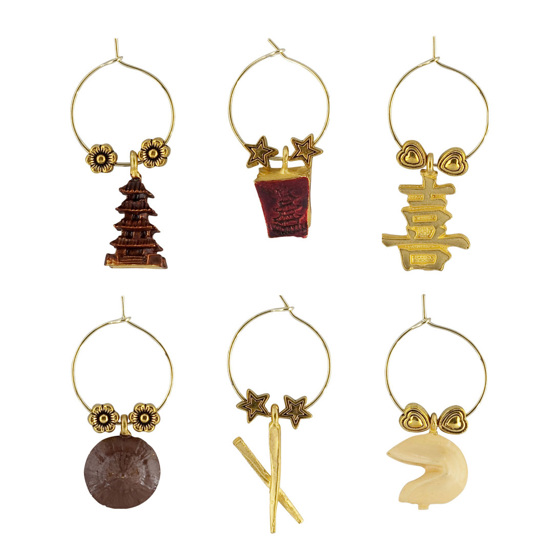Steph Good Fortune 6 Piece Wine Charm Set Ebern Designs
