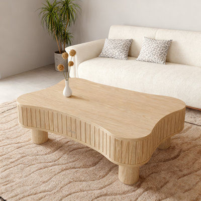 Table basse à plateau relevable avec panneau cannelé Endin