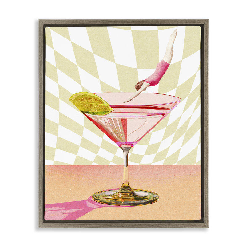  «Diving into Cocktail» par Daphne Polselli, H 21 po x l 17 po, Cadre flottant orme Montalcino