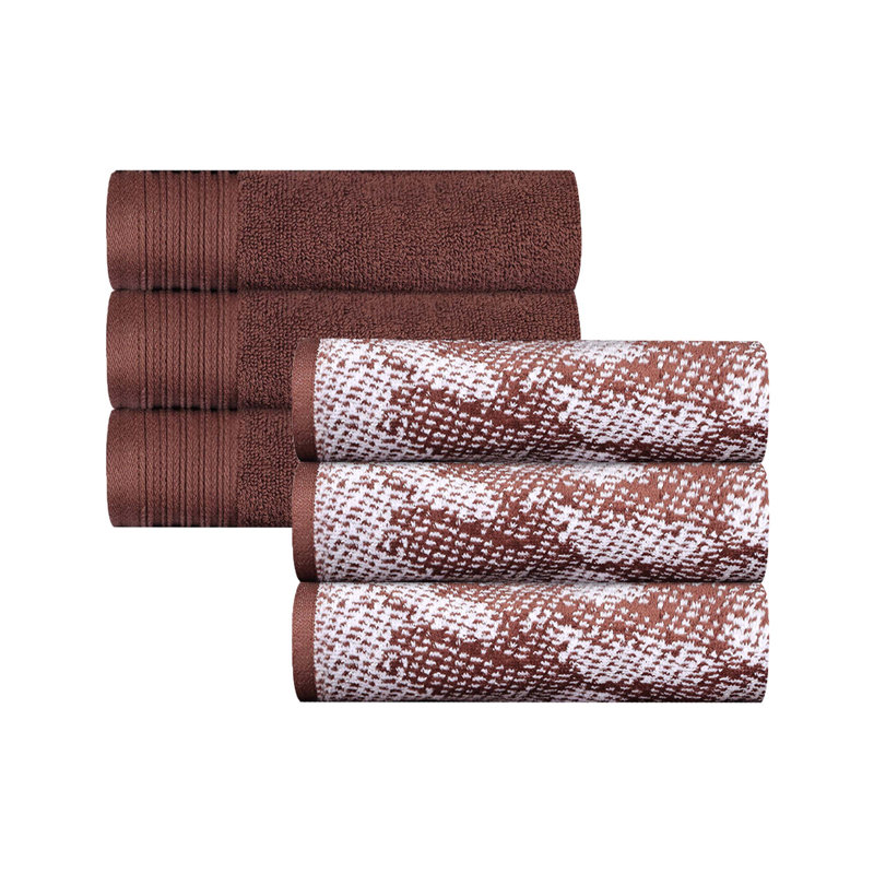 Essuie-mains en marbre massif 100% coton 500 g / m² à séchage rapide Kreager 500 g / m², Brun, Essuie-mains - paquet de 6