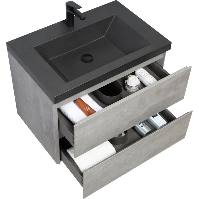 Jemison Wall-Mounted Bathroom Vanity with Sink & Soft Close Drawers