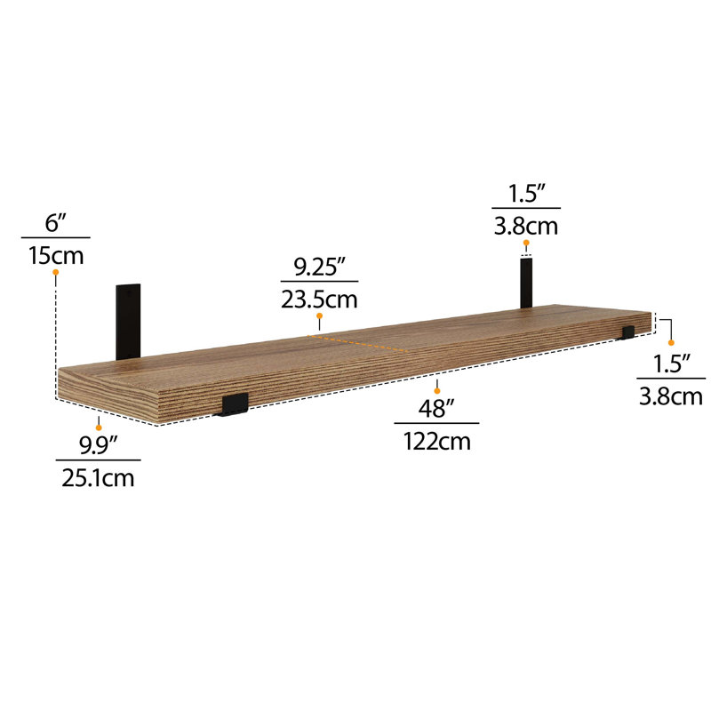 Tablette flottante, étagères à livres pour le salon, étagères et rangements, tablettes de bureau, H 6 po x l 48 po x P 9,9 po