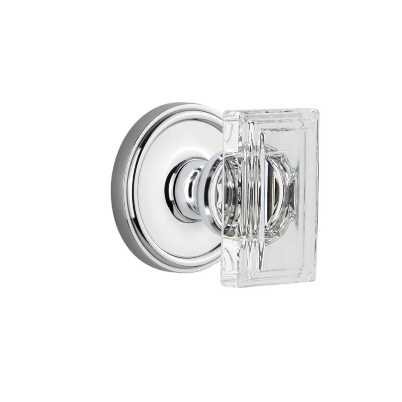Rosette Grandeur Georgetown avec poignée en cristal Carré, Chrome brillant