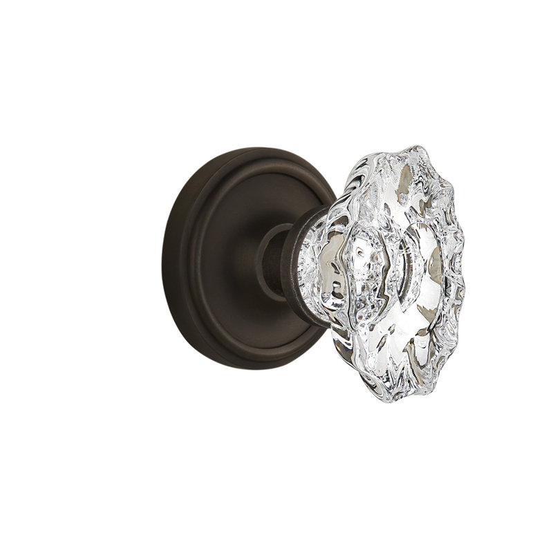 Rosette classique avec bouton de porte de château, Bronze frotté à l'huile, 2.75"