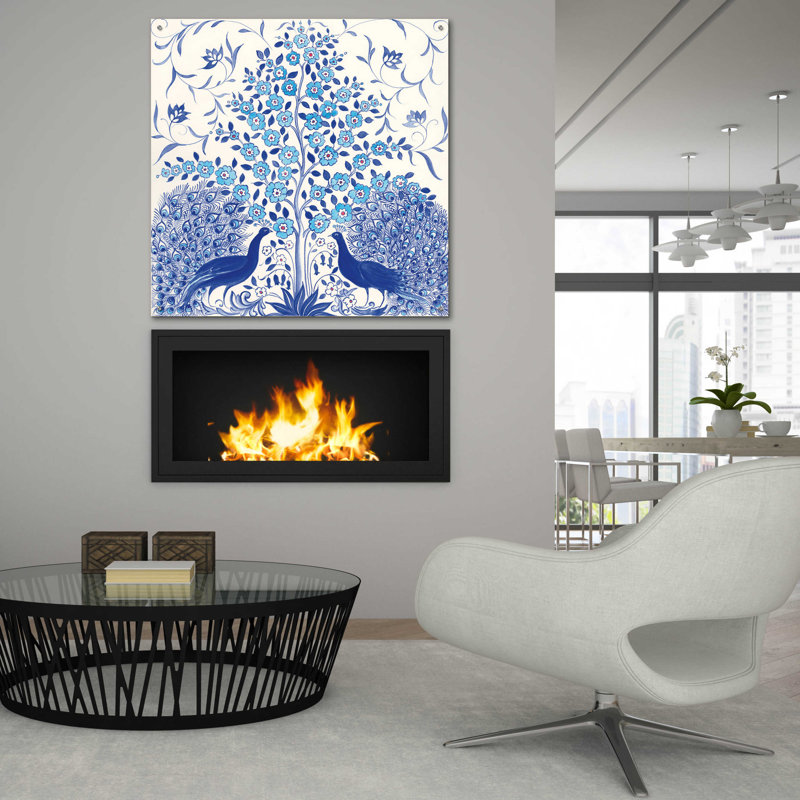 «Peacock Garden VIII» par Miranda Thomas, art en verre acrylique, H 36 po x l 36 po x P 0,2 po