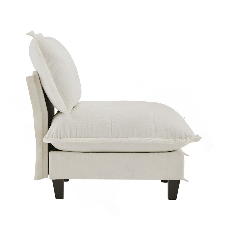 Canapé 73 sans accoudoirs en chenille beige, Beige