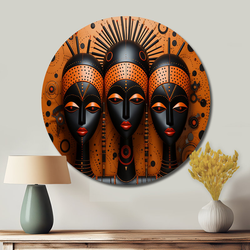 Décoration murale africaine en forme de tribu africain Rhythms IV - People, H 16 po x l 16 po