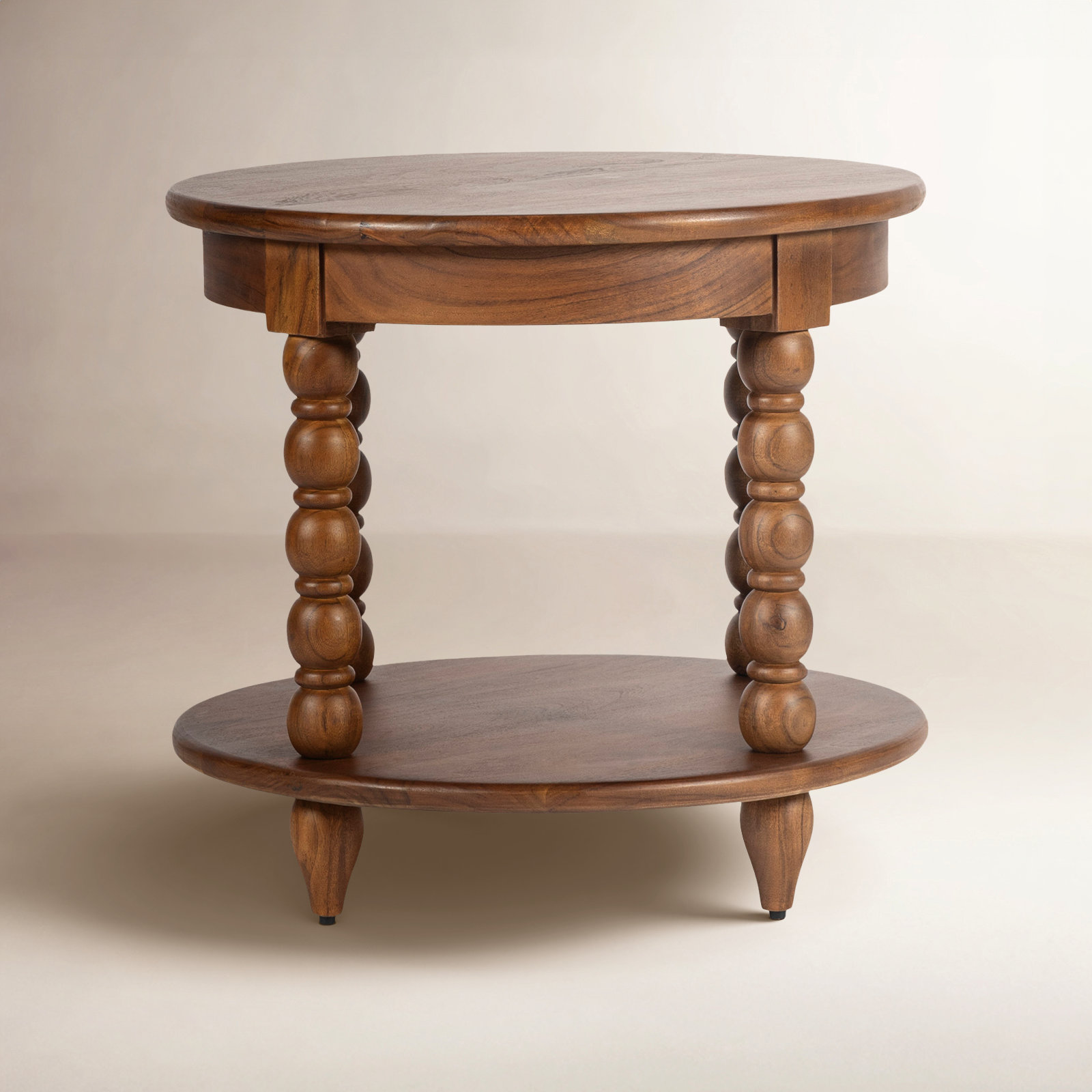 Isabel Acacia End Table, 22" H x 24"W x 24" D, Brown
