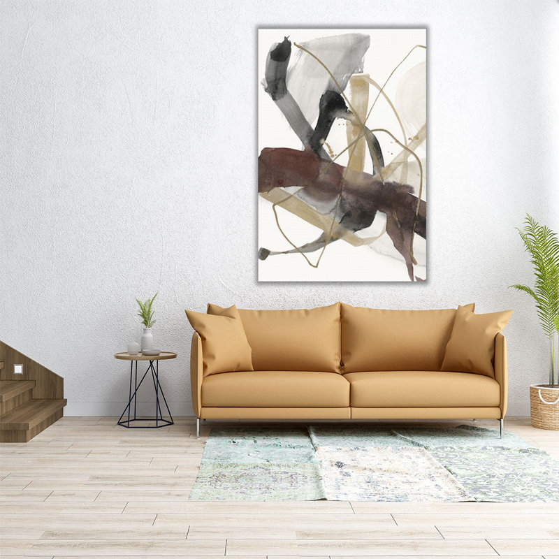 Aquarelle abstraite encadrée | Bourgogne Interjection I, H 36 po x l 24 po