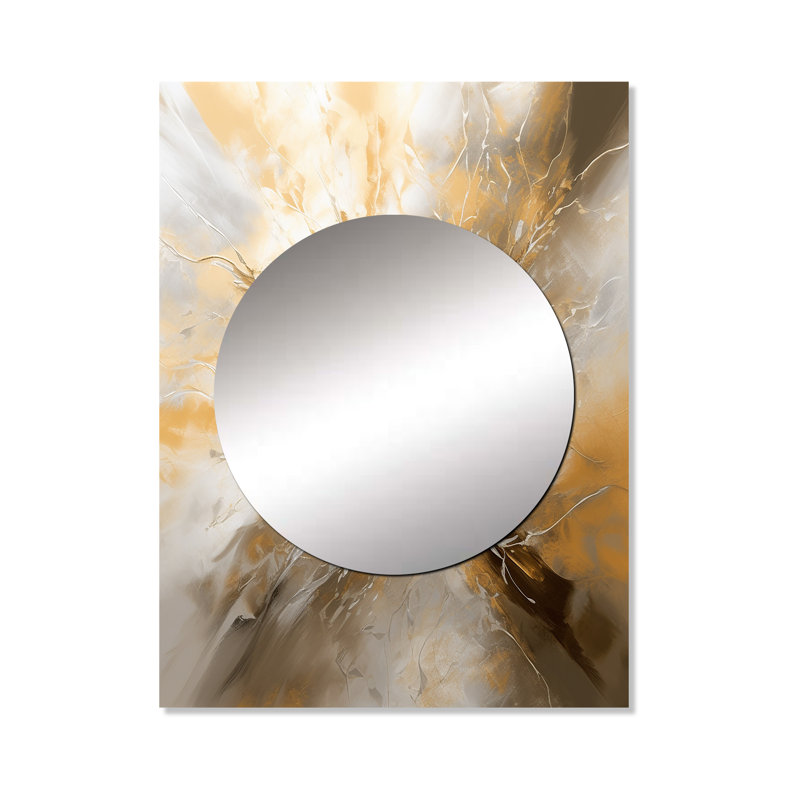 Akova or et argent chromatique Essence I - miroir mural abstrait, miroir décoratif moderne, impression d'art en métal