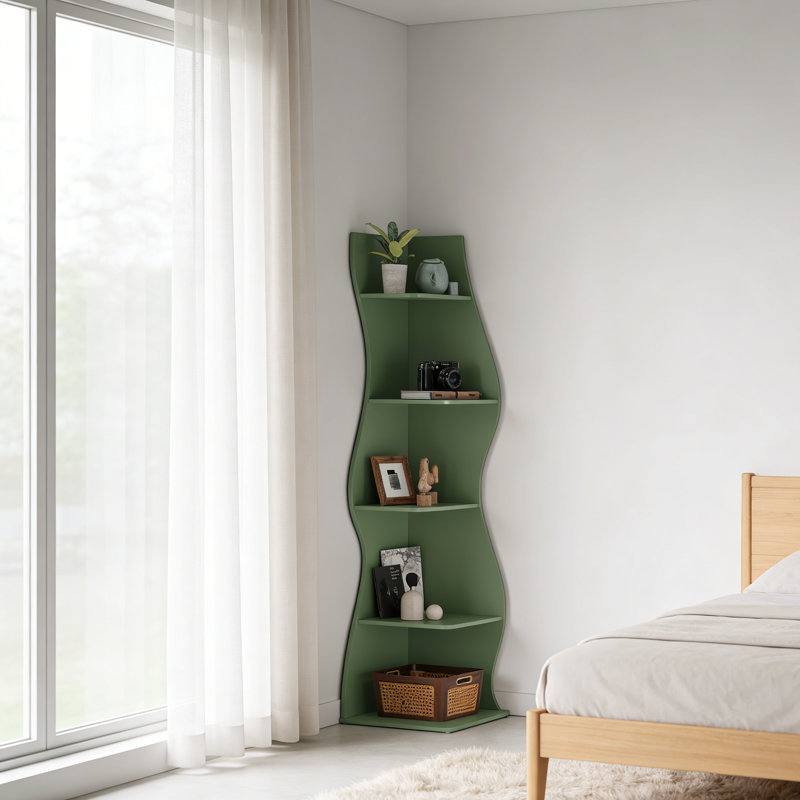 Bibliothèque d'angle moderne à 5 niveaux, Vert