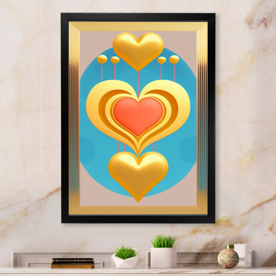 «Shining Contemporary Red Heart II», art mural abstrait sur toile