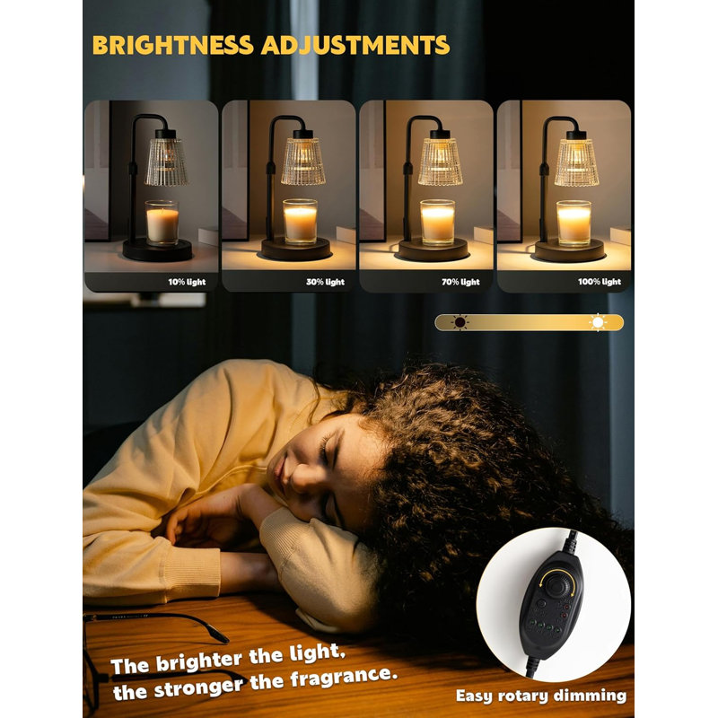 Black Dimmable Candle Warmer Lamp With Timer
