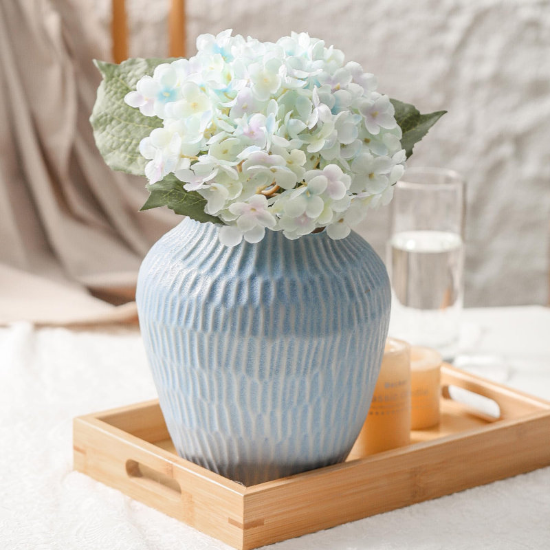 Vase en céramique 7,8 pouces, Bleu mat