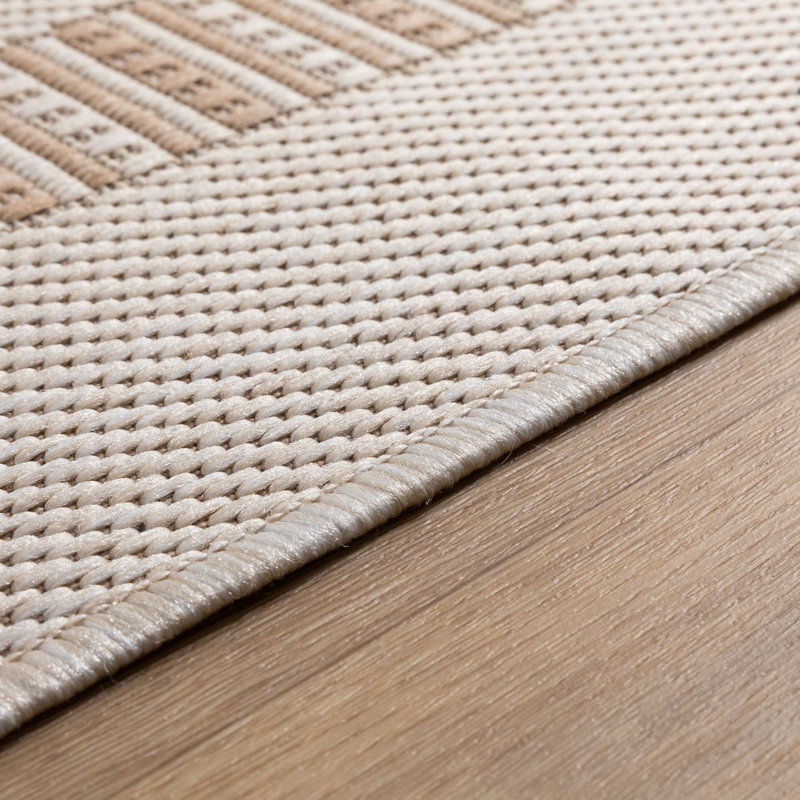 Ellsie Geometric Indoor / Outdoor Area Rug, Beige, Square 200cm