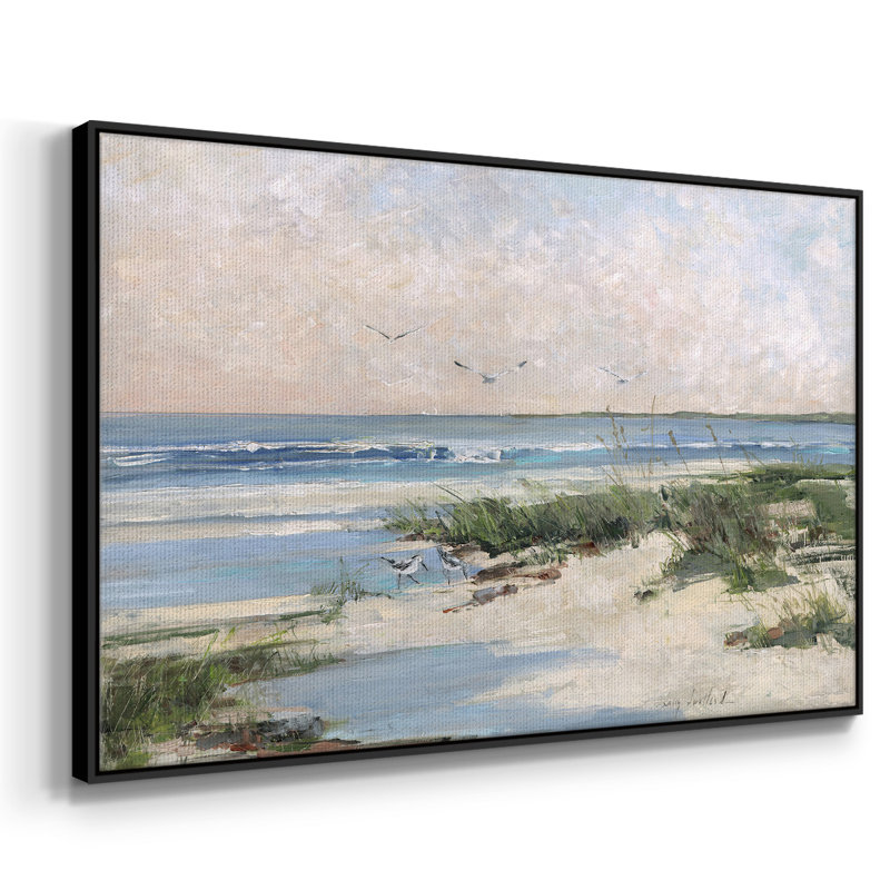 «Soft Morning Sea», reproduction sur toile avec cadre flottant, H 27 po x l 41 po x P 2 po, Noir