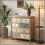 Commode d'appoint rétro en bois avec 7 tiroirs, rangement rustique multicolore sculpté pour la chambre à coucher et le salon