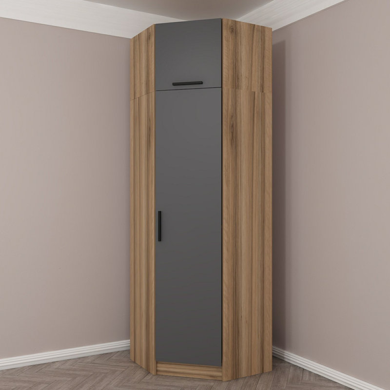 Armoire moderne avec finition anthracite et chêne, 29,1 po x 100,4 po x 20,5 po | 100% panneau de particules enduit de mélamine, épaisseur: 0,7 pouce | Solution de rangement élégante et fonctionnelle pour toute chambre à coucher, conception durable