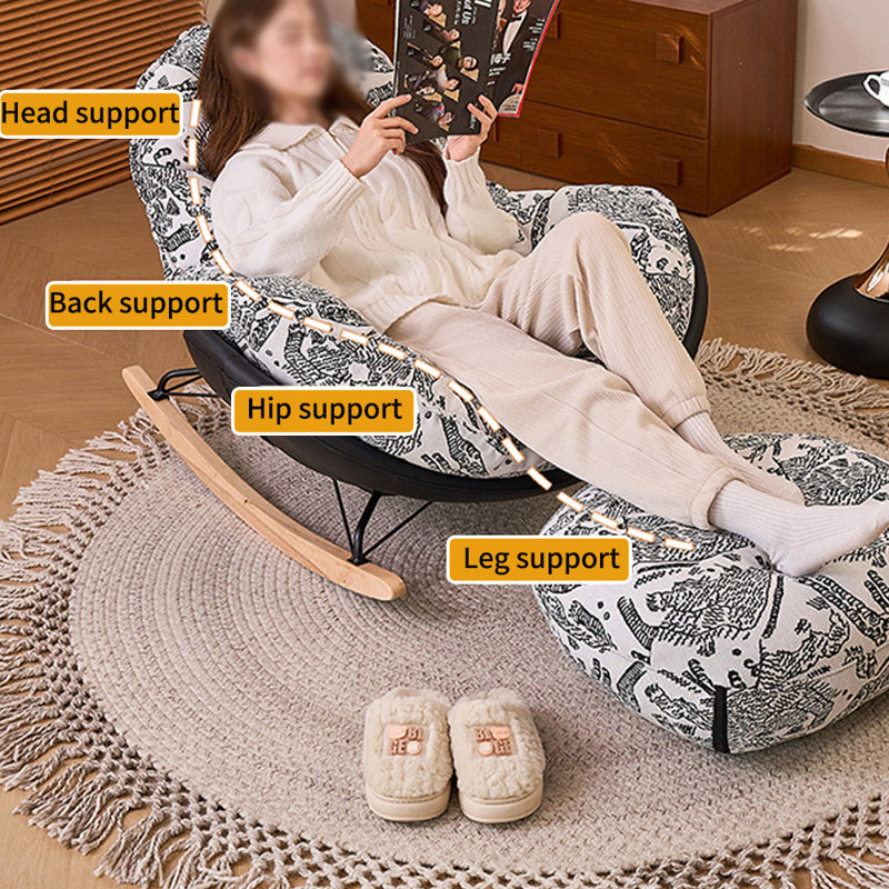 Chaise berçante ergonomique en chenille, Noir/gris