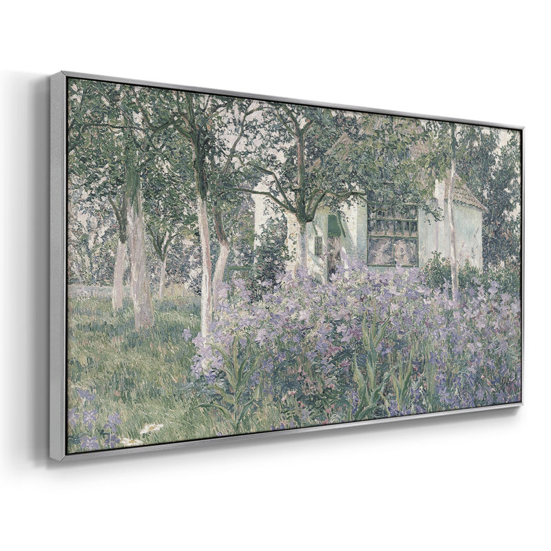 Botanical Series-CD XXIV - Toile tendue avec châssis encadré - Prêt à être accroché, Argent argent, H 17 po x l 33 po