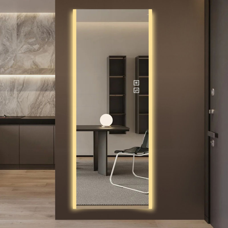 65*21In Led Mirror Full Length,Frameless Full-Length Mirror,Wall Mounted Mirror With Light,Three-Color Changing Light,Explosion-Proof Glass, High-Definition Imaging