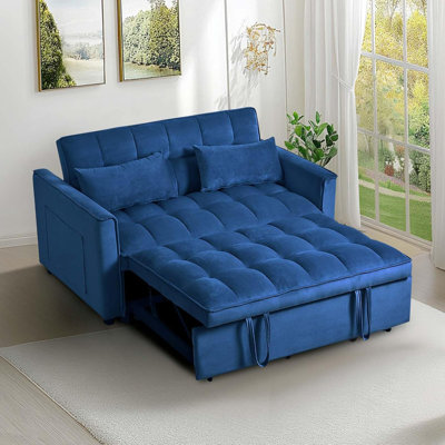 3 In 1 Convertible Sofa Bed, Velvet Loveseat Sleeper Sofa With With Pullout Couch Bed