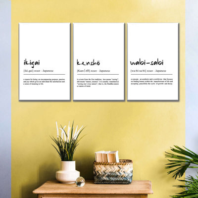 Ensemble de 3 mots zen sur toile