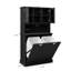 Armoire de salle de bain noire haute. Fabriqué avec E1 pour plus de stabilité, charge de 150 lb. Double tablette de rangement réglable. Séparez les sacs amovibles sales. Poignée carrée simple mais élégante.-861276615