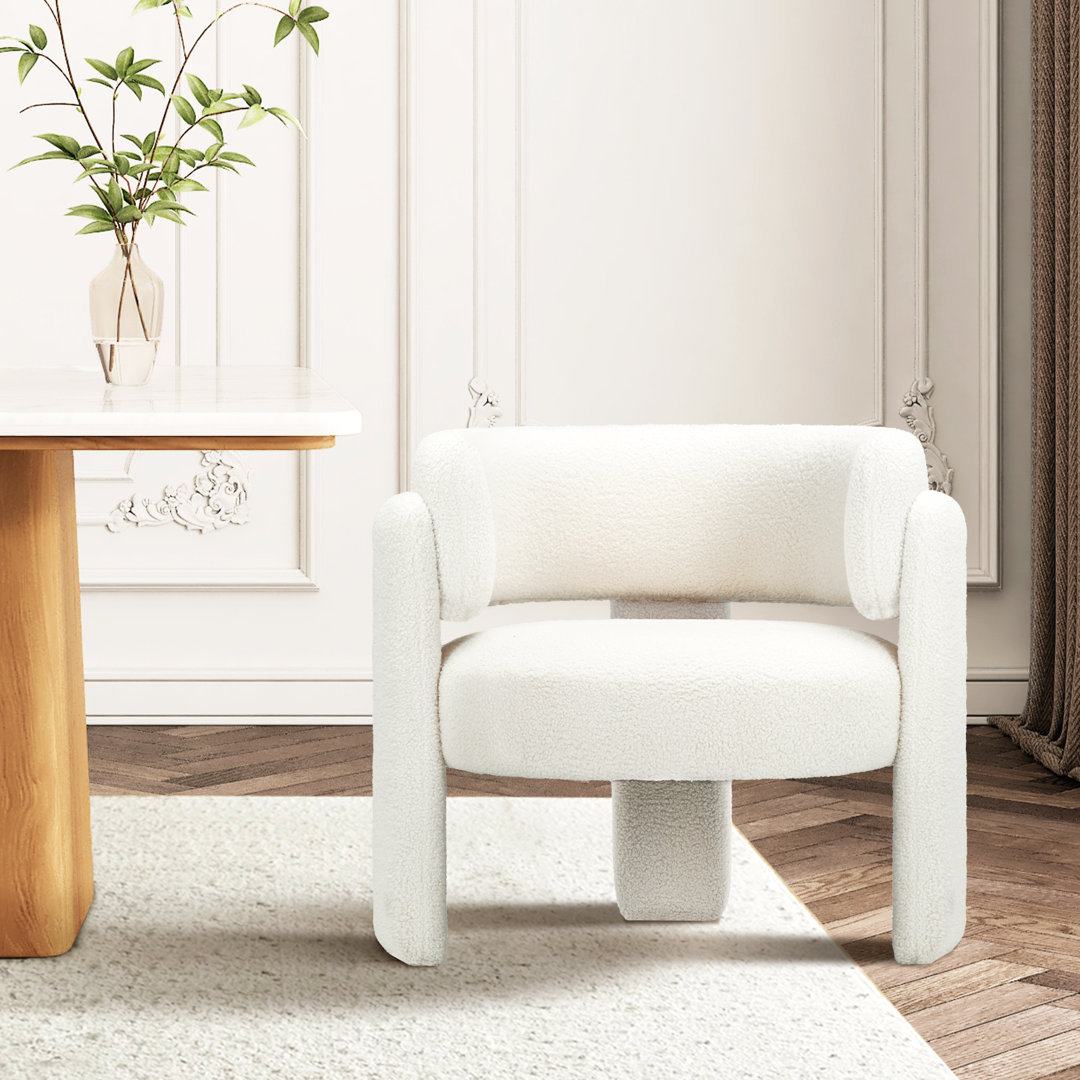 Velvet Modern Upholstered Barrel Dining Armchair Ivy Bronx Upholstery