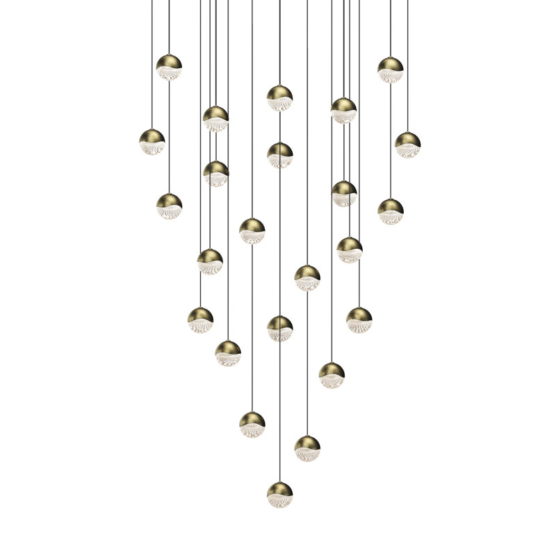 Grapes 24 - Light LED Cluster Pendant, Brass, 2.5" H x 25.5" W x 25.5" D, Clear