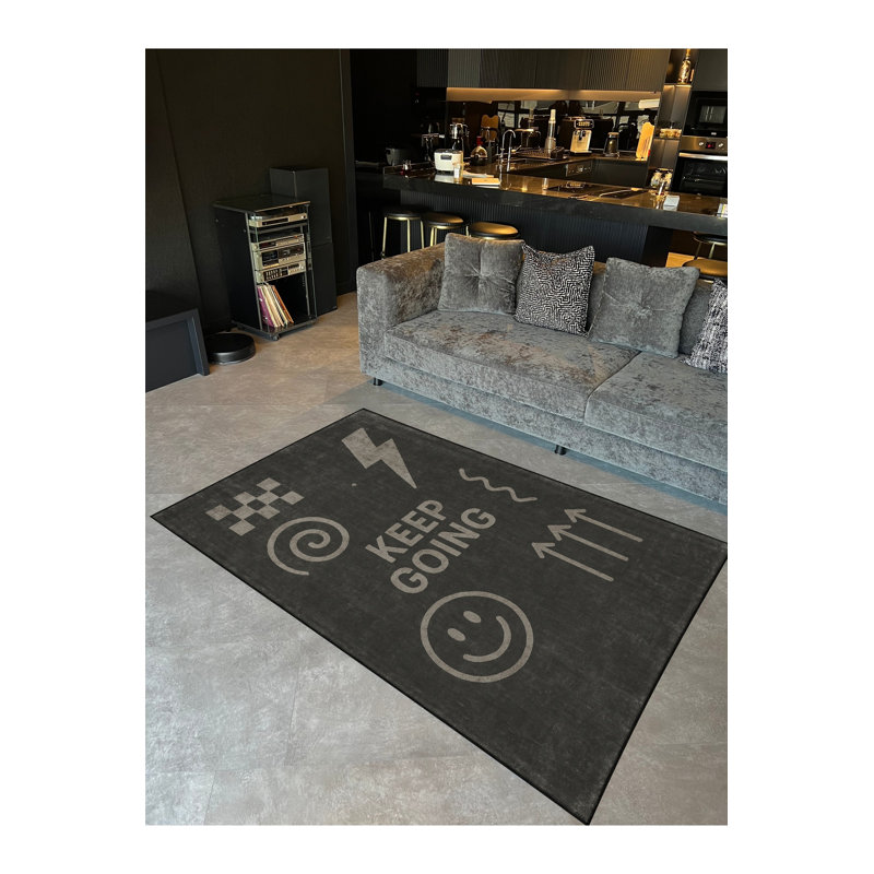 Tapis décoratif tissé gris Mosso, 2 pi 6 po x 9 pi 10 po