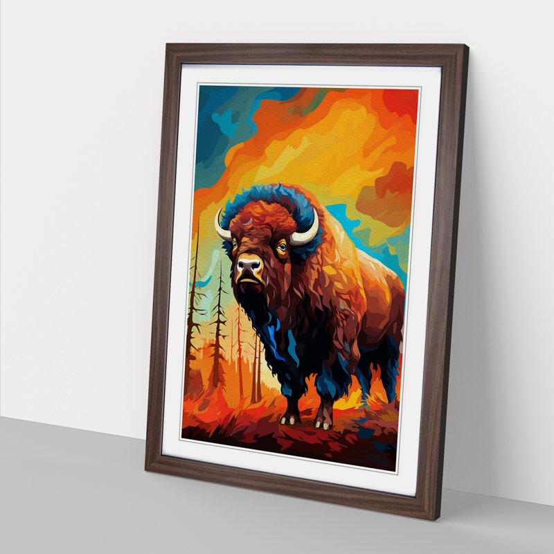 Bison Orphism - Framed Print, Walnut Framed, 34cm H x 25cm W x 2cm D
