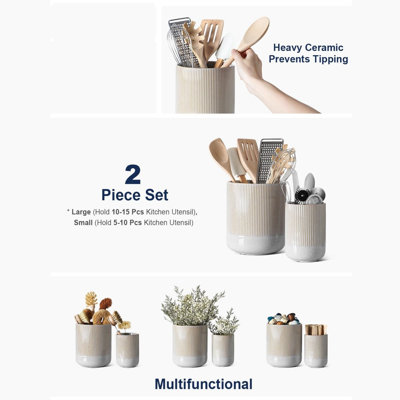 Ceramic / Porcelain Round Utensil Crock