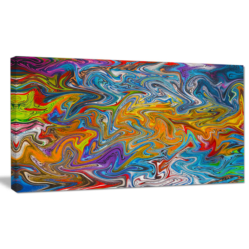 Art mural abstrait sur toile, impression de flux de couleurs fractales - couleurs fluides fractales, Toile tendue