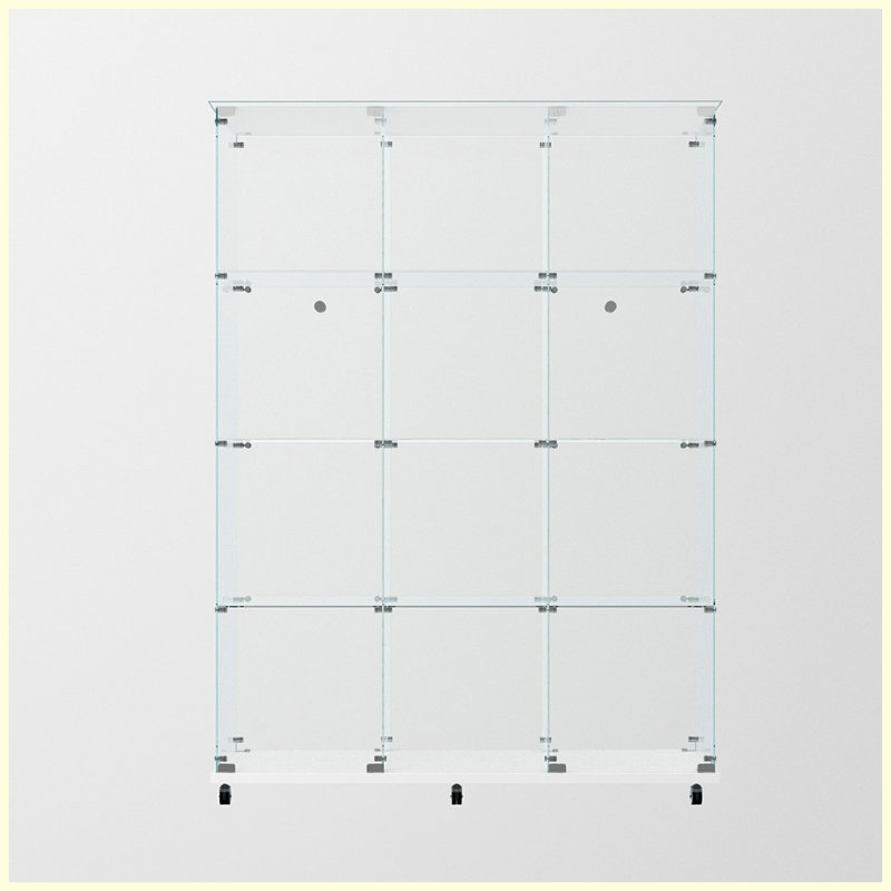 Vitrine moderne en verre trempé avec bande lumineuse à DEL Bluetooth, Blanc