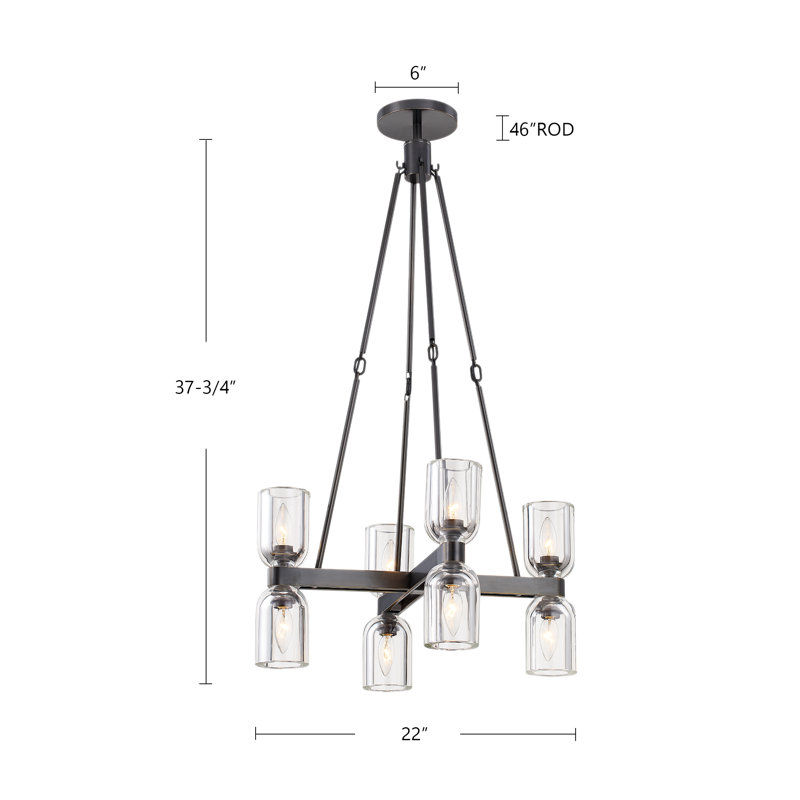 Lucian 8 - Light Chandelier, Polished Nickel/Alabaster